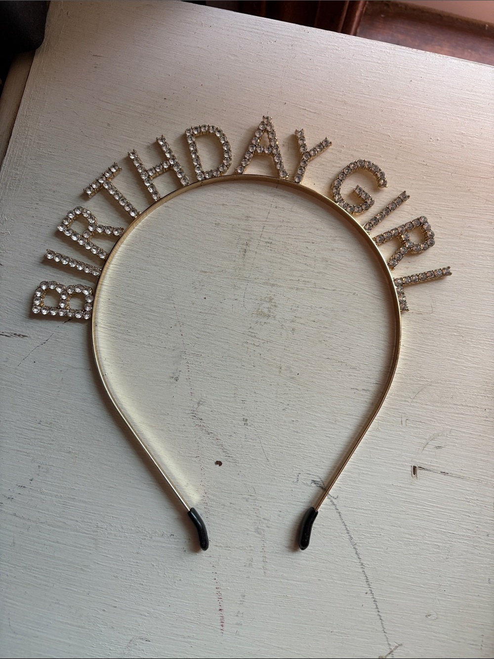 Birthday Girl Rhinestone Headband - Gold